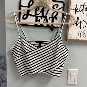 Forever 21 Black and White Striped Crop Top